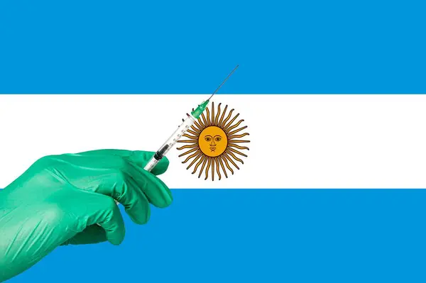 Corona Impfung Vor Einer Argentinischen Flagge — Stockfoto