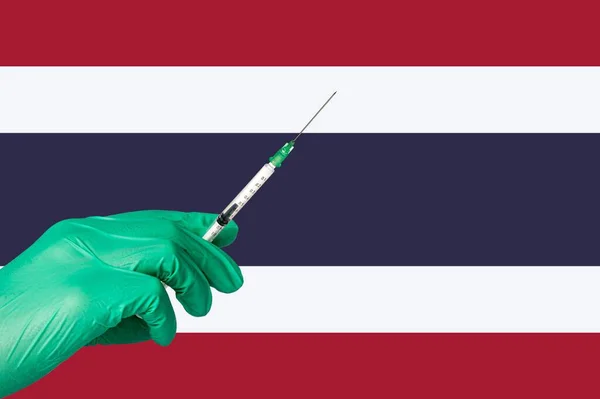 Corona Impfung Vor Einer Thailändischen Flagge — Stockfoto