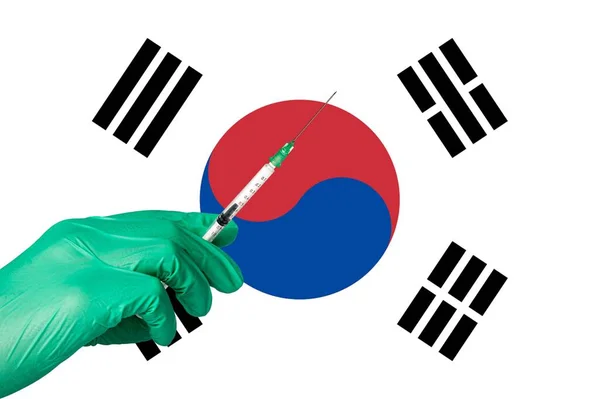 Corona Vaccination 2021 Front South Korea Flag — Stock Photo, Image