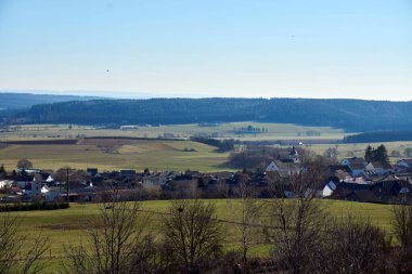 Baharda Rhineland-Palatinate, Almanya 'da manzara manzarası.