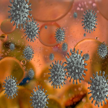 3D-Illustration, Grippezelle COVID-19-Virüs. Coronavirus, Medizinisches Konzept