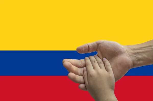 Colombia Flagga Integration Mångkulturell Grupp Ungdomar — Stockfoto