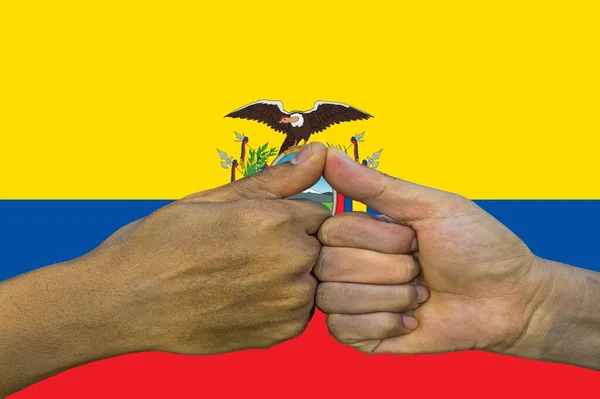 Bandera Ecuador Integración Grupo Multicultural Jóvenes — Foto de Stock