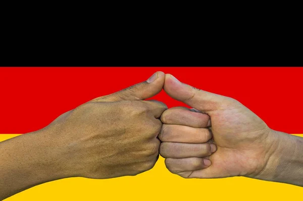 Alemania Bandera Integración Grupo Multicultural Jóvenes — Foto de Stock