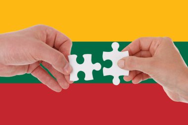 Litvanya bayrağı, çok kültürlü bir grup genç insan bütünleştirme.