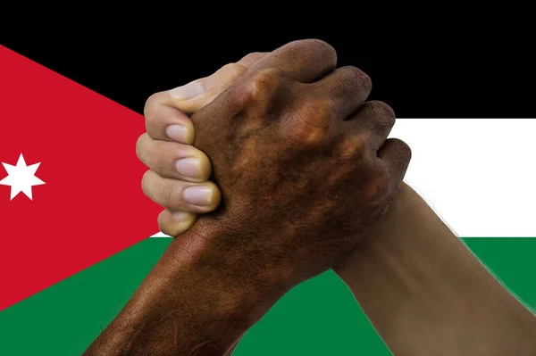 Прапор Йорданії Міжкультурна Група Молодих Людей — стокове фото