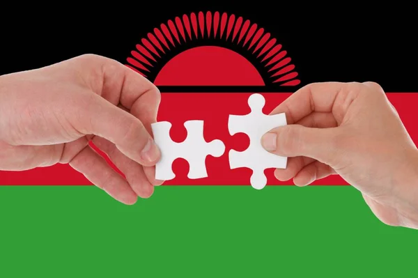 Bandiera Del Malawi Integrazione Gruppo Multiculturale Giovani — Foto Stock
