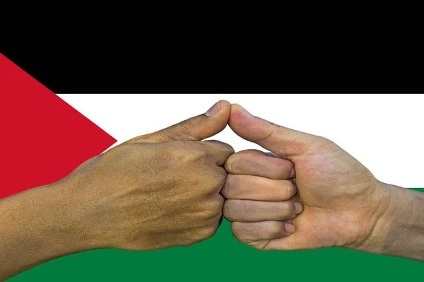 Palestiinan Valtion Lippu Monikulttuurisen Nuorisoryhmän Yhdistäminen — kuvapankkivalokuva