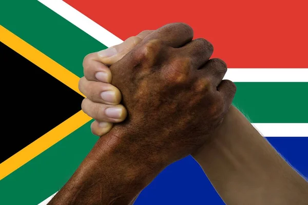 South Africa Flag Intergration Multicultural Group Young People — Stock Photo, Image