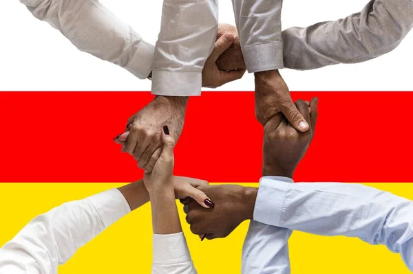 Sosouth Ossetia Flag Integrazione Gruppo Multiculturale Giovani — Foto Stock