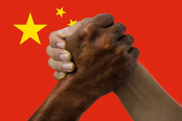 China Flagge Integration Einer Multikulturellen Gruppe Junger Menschen — Stockfoto