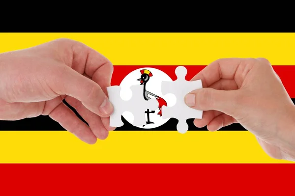 Uganda Flag Intergration Multicultural Group Young People — Stock Photo, Image