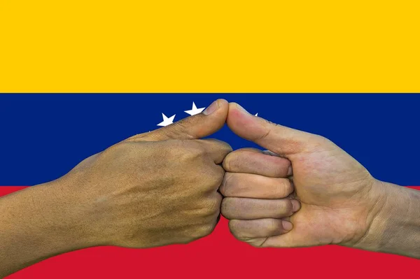 Venezuela Flagga Intergration Mångkulturell Ungdomsgrupp — Stockfoto