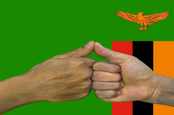 Zambia Flag Intergration Multicultural Group Young People — 图库照片