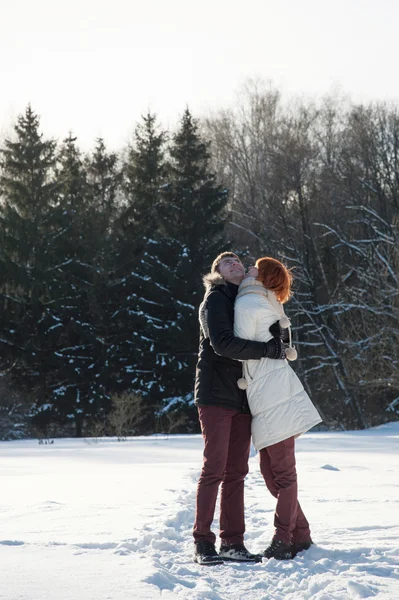 Estancia en pareja en el parque de invierno — Foto de Stock