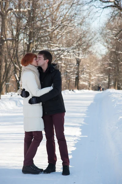 Parkta öpüşen çift — Stok fotoğraf