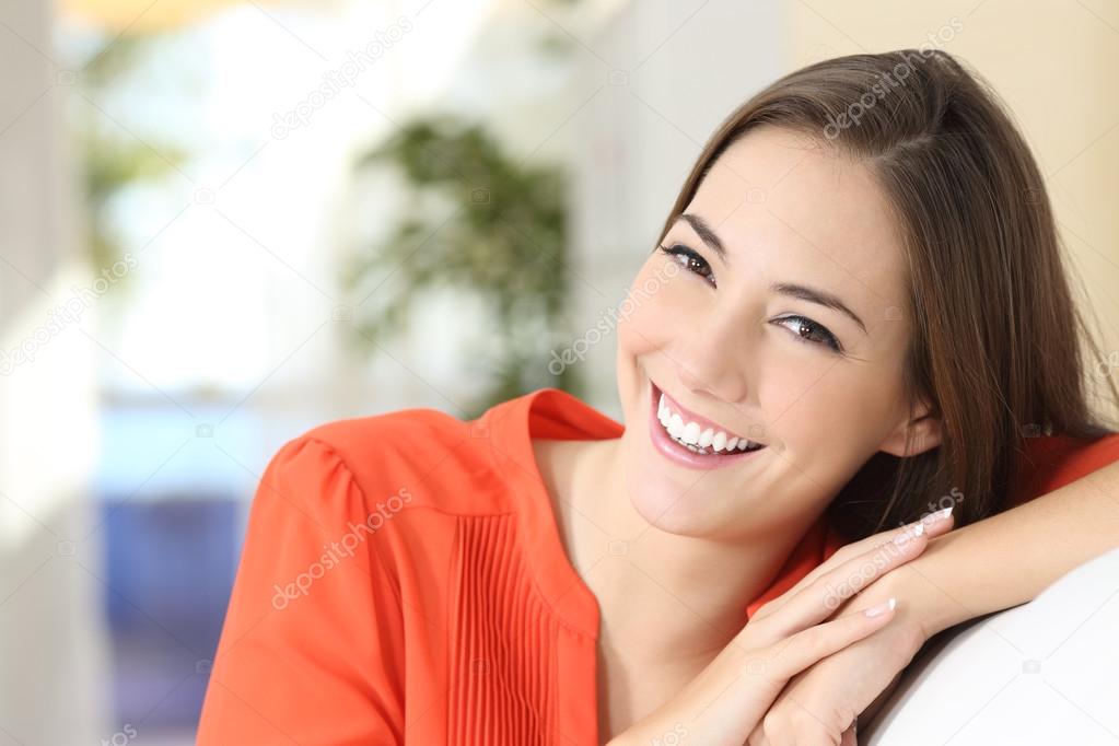 Beauty woman with perfect white teeth and smile