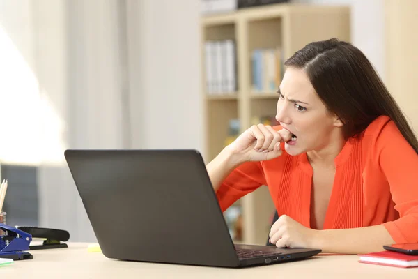 Angry entrepreneur with laptop Stock Photo