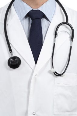 bir doktor ceket ve stetoskop ile yakından