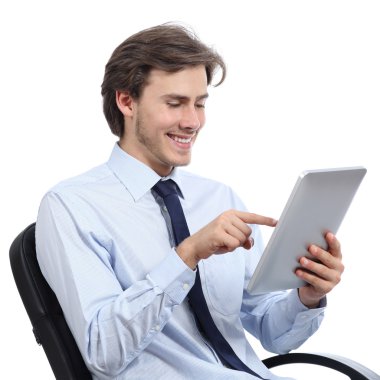 bir tablet tarama iskemlede icra