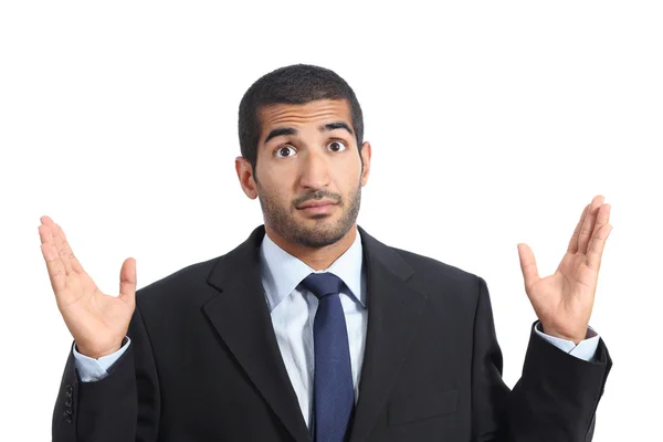 Arab business man with a doubt gesturing — Stock Photo, Image