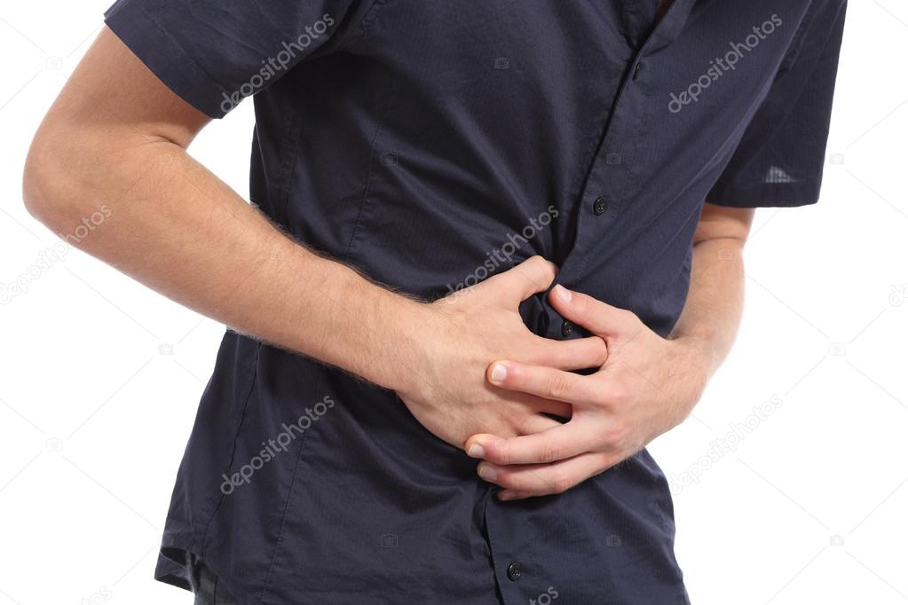 Casual man with stomach ache
