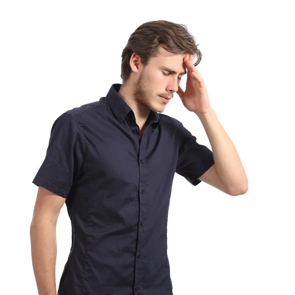 Handsome man with headache and the hand on forehead — Stock Photo, Image