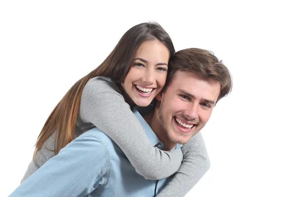 Engraçado casal rindo isolado — Fotografia de Stock