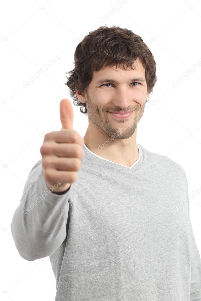Handsome confident man with thumbs up
