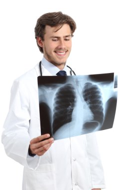 Mutlu doktor adam bir Radyografi incelenmesi