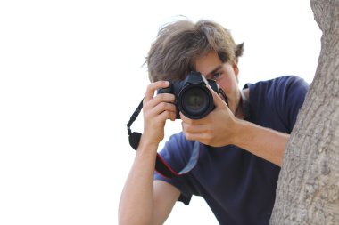 Beyaz üzerinde gizli bir fotoğraf alarak paparazzi