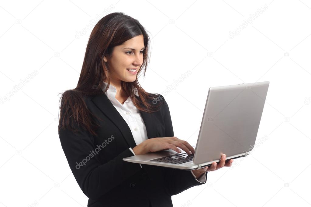 Business woman working with a laptop