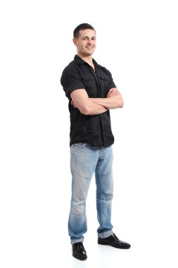 Teşvik ve sunma yakışıklı mutlu duran adam