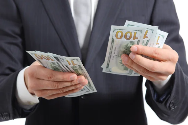 Close up van een business man handen tellen van geld — Stockfoto