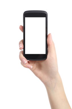 Kadın el bir akıllı telefon ekran uygulama sunma