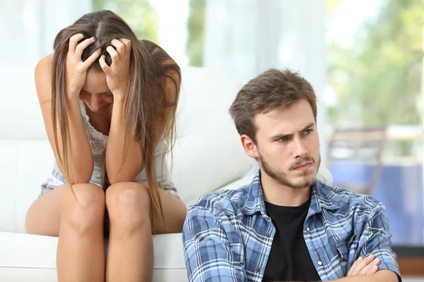 Couple or marriage angry and sad after argument — Stock Photo, Image