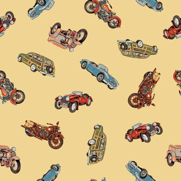 Old car and motorcycle pattern — Stock Photo, Image