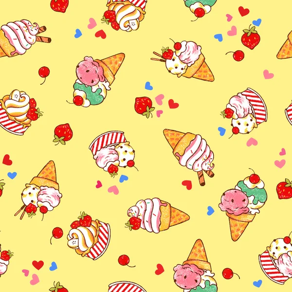 Ice cream illustration pattern — Stock Photo, Image