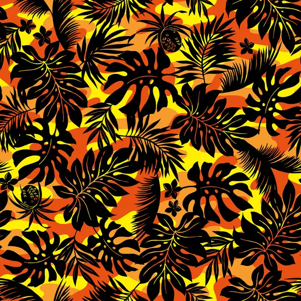 Τροπικά φυτά και μοτίβο του καμουφλάζ — Διανυσματικό Αρχείο