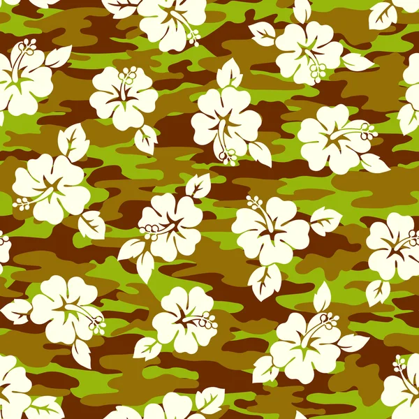 Tropical flower and camouflage pattern — Stock Vector