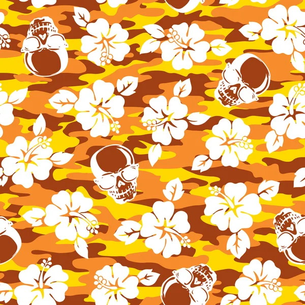 Motif de camouflage fleur et crâne — Image vectorielle