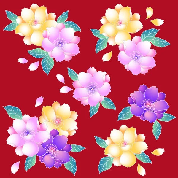 Style japonais fleur de cerisier — Image vectorielle
