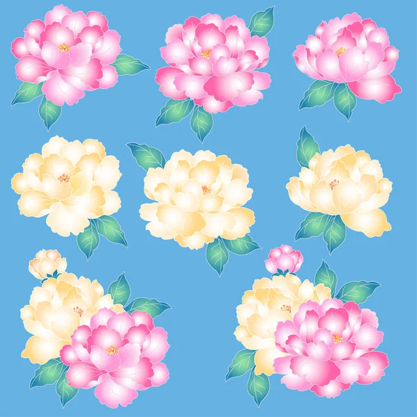 Japanese style peony — Stock Vector