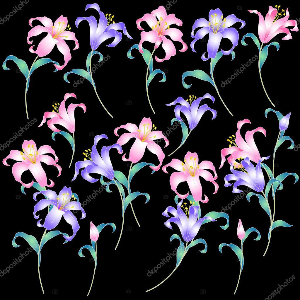 Japanese style lily — Stock Vector © daicokuebisu 112239090