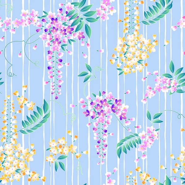 Estilo japonés wisteria patrón — Vector de stock