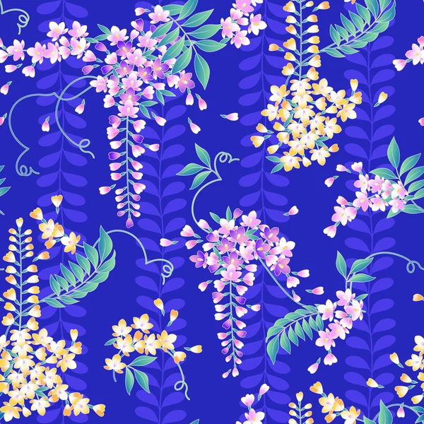 Japanese style wisteria pattern — Stock Vector