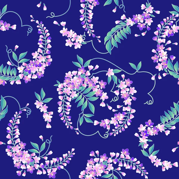 Japansk stil wisteria mönster — Stock vektor