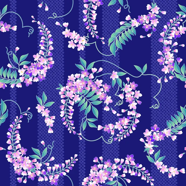 Estilo japonês padrão de wisteria —  Vetores de Stock