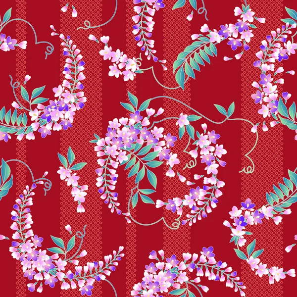 Japanese style wisteria pattern — Stock Vector