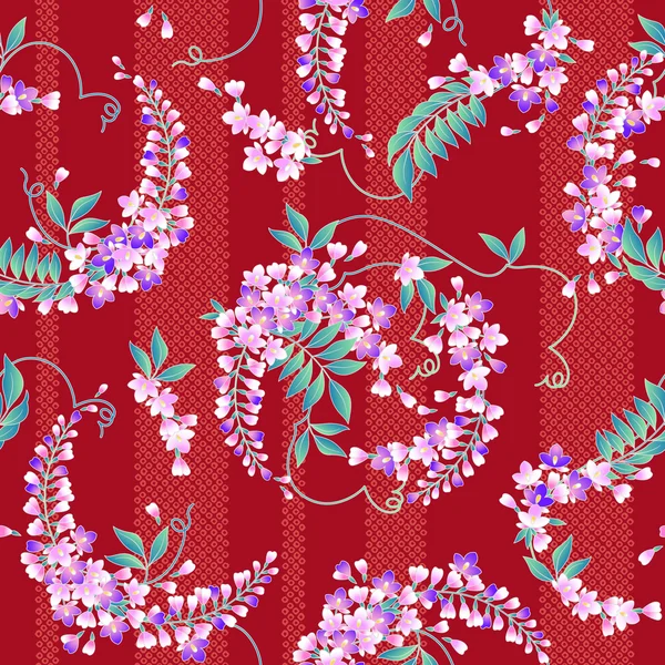 Stil japonez wisteria model — Vector de stoc